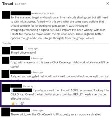 BloodHound Slack Discussion on ClickOnce