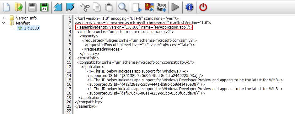 Example of Default “assemblyIdentity” Field